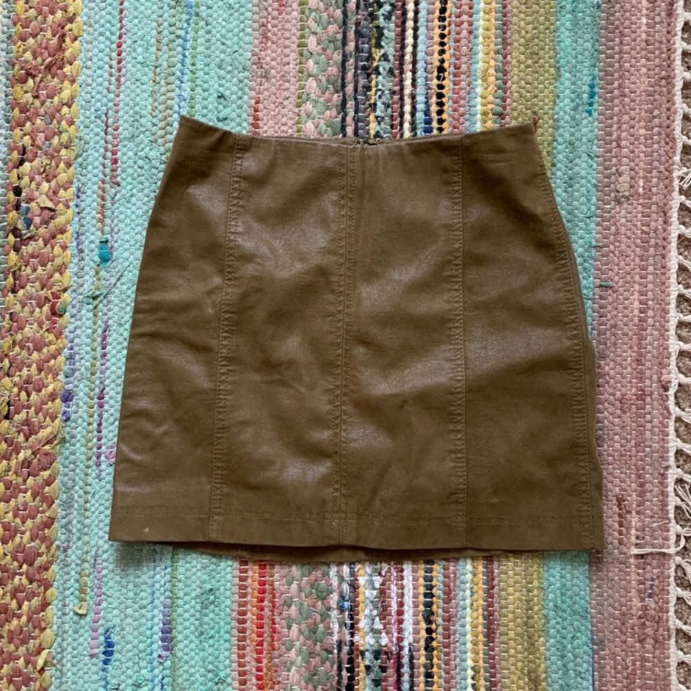 Free People mini skirt vegan faux suede green 0 nwt - Picture 6 of 8